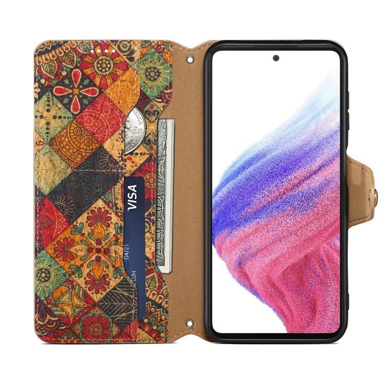 For Samsung Galaxy A05s Denior Flower Language Series Cork Fabric Oil Edge Leather Phone Case(Autumn)