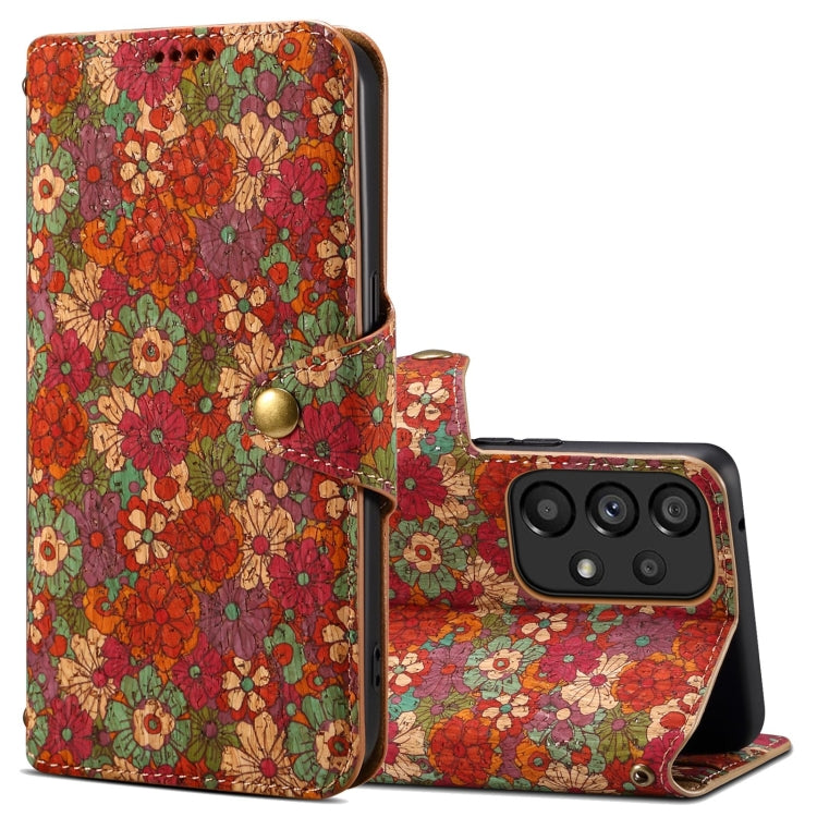For Samsung Galaxy A23 5G Denior Flower Language Series Cork Fabric Oil Edge Leather Phone Case(Summer)