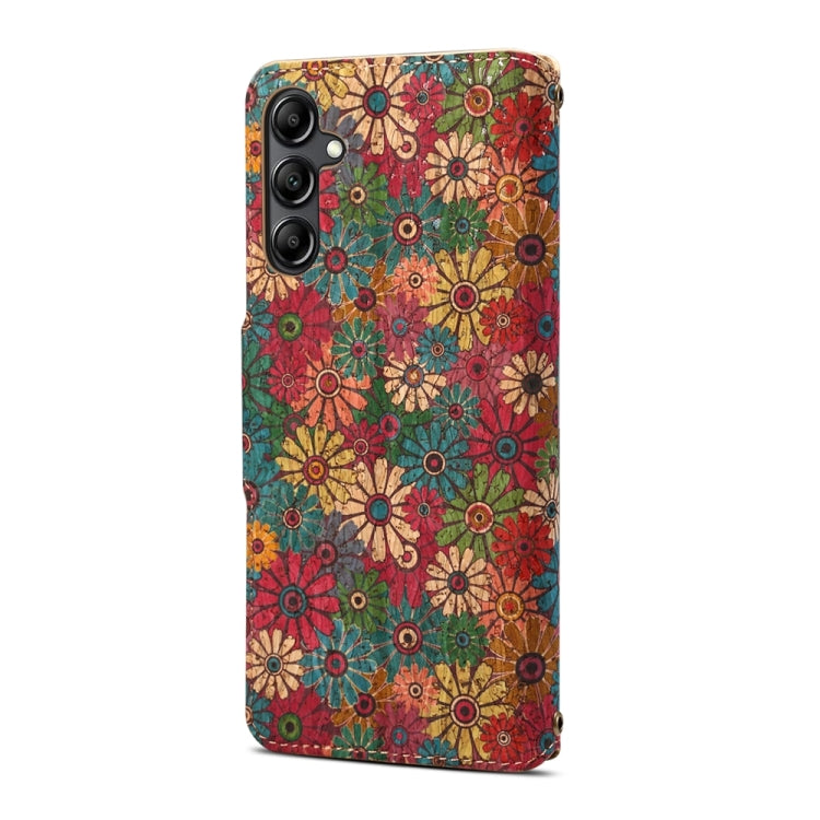 For Samsung Galaxy A24 5G Denior Flower Language Series Cork Fabric Oil Edge Leather Phone Case(Spring)