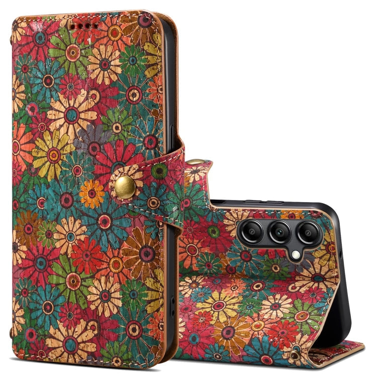 For Samsung Galaxy A54 5G Denior Flower Language Series Cork Fabric Oil Edge Leather Phone Case(Spring)