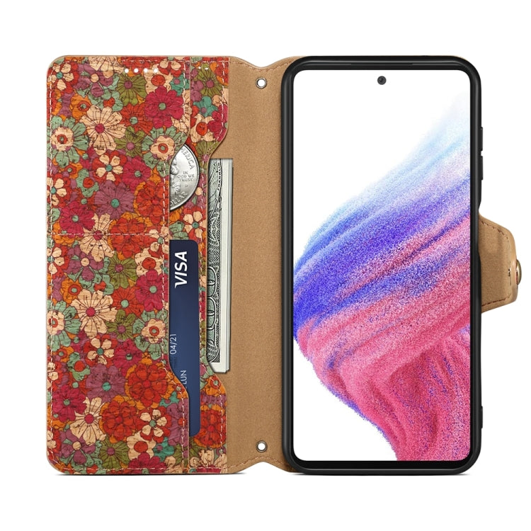 For Samsung Galaxy S23+ Denior Flower Language Series Cork Fabric Oil Edge Leather Phone Case(Summer)