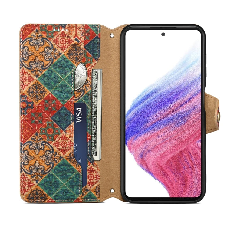 For Samsung Galaxy S23+ Denior Flower Language Series Cork Fabric Oil Edge Leather Phone Case(Winter)