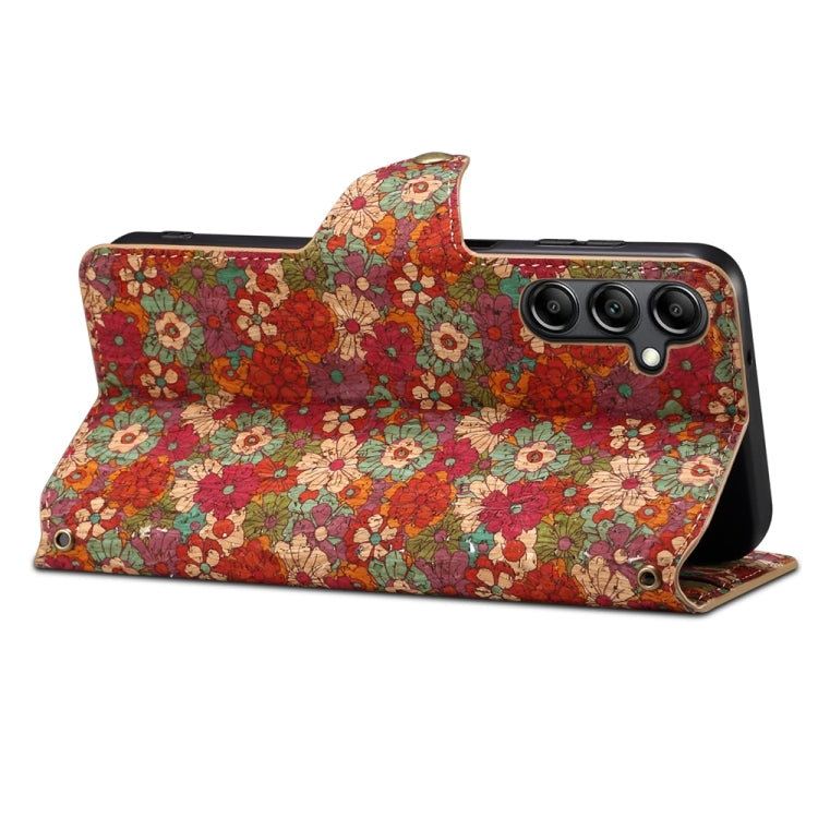 For Samsung Galaxy S23 Denior Flower Language Series Cork Fabric Oil Edge Leather Phone Case(Summer)