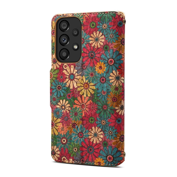 For Samsung Galaxy A53 5G Denior Flower Language Series Cork Fabric Oil Edge Leather Phone Case(Spring)