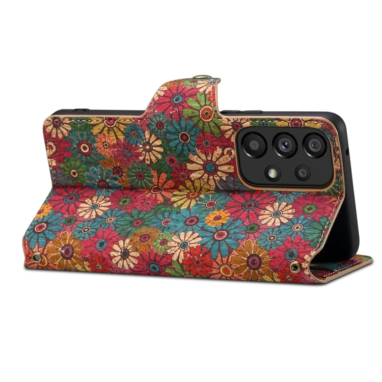 For Samsung Galaxy A53 5G Denior Flower Language Series Cork Fabric Oil Edge Leather Phone Case(Spring)