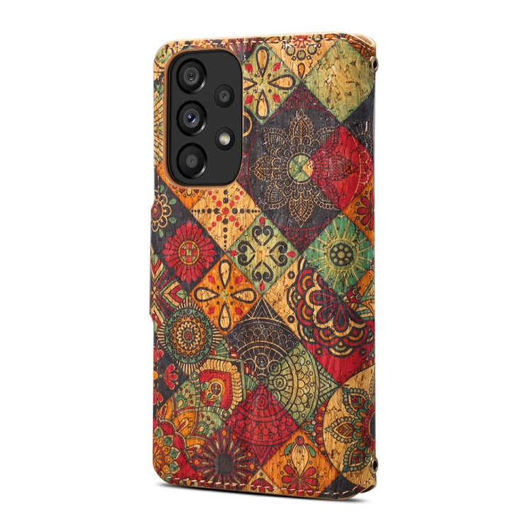 For Samsung Galaxy A53 5G Denior Flower Language Series Cork Fabric Oil Edge Leather Phone Case(Autumn)