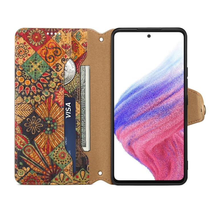 For Samsung Galaxy A53 5G Denior Flower Language Series Cork Fabric Oil Edge Leather Phone Case(Autumn)