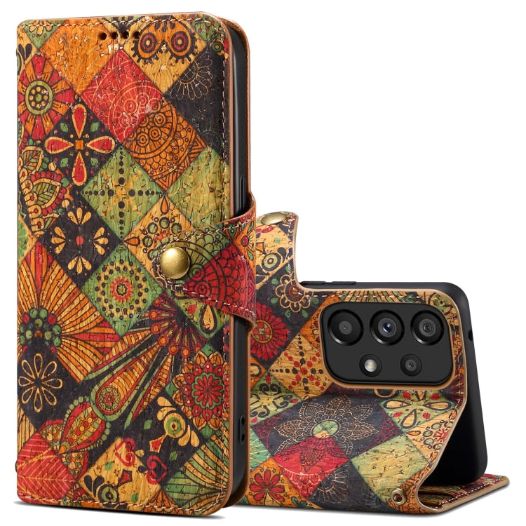 For Samsung Galaxy A53 5G Denior Flower Language Series Cork Fabric Oil Edge Leather Phone Case(Autumn)