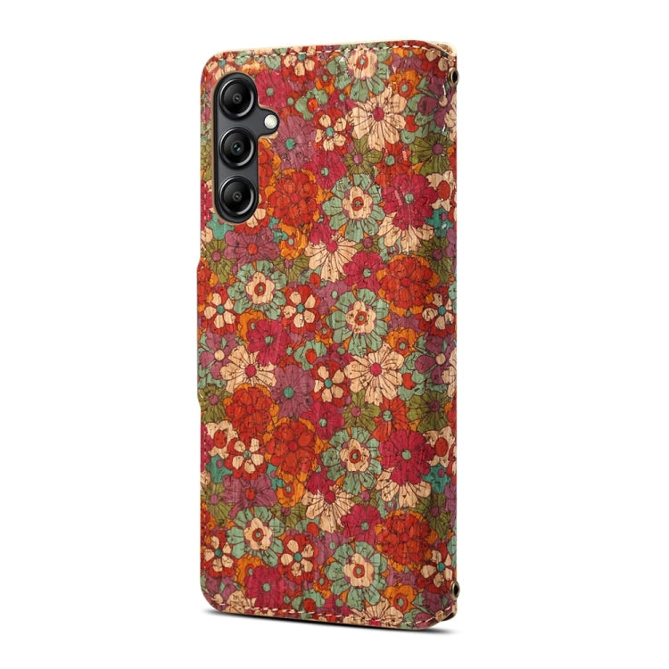 For Samsung Galaxy A13 5G Denior Flower Language Series Cork Fabric Oil Edge Leather Phone Case(Summer)