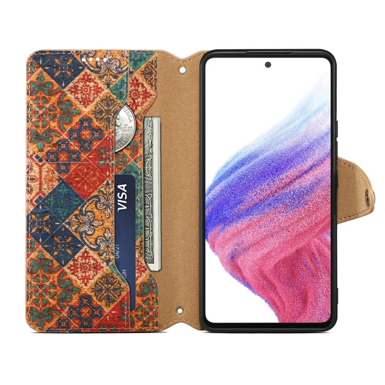 For Samsung Galaxy A32 Denior Flower Language Series Cork Fabric Oil Edge Leather Phone Case(Winter)