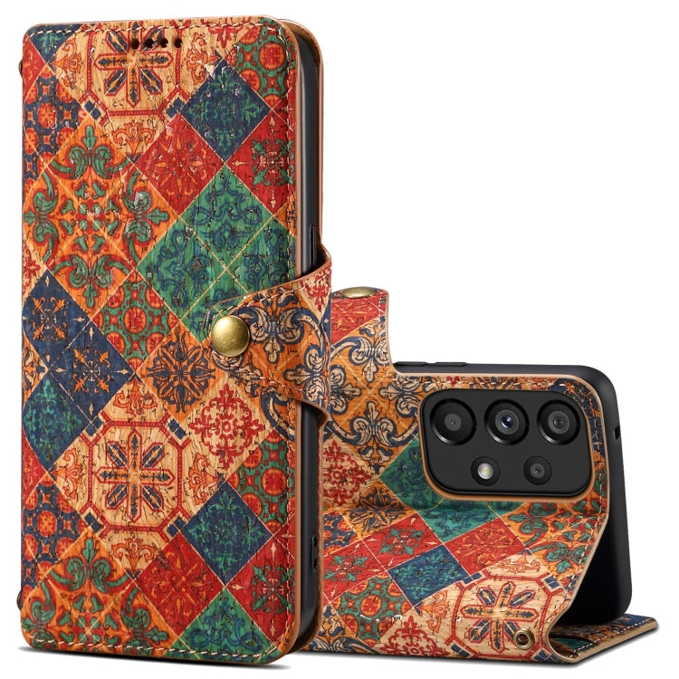 For Samsung Galaxy A52 Denior Flower Language Series Cork Fabric Oil Edge Leather Phone Case(Winter)