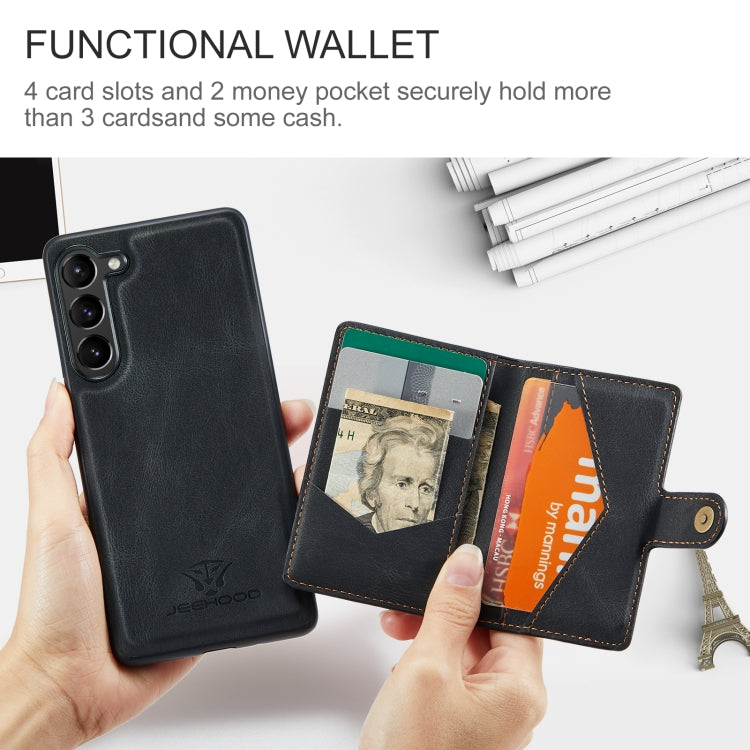 For Samsung Galaxy S24 5G JEEHOOD J01 Retro Magnetic Detachable Wallet Phone Case(Black)