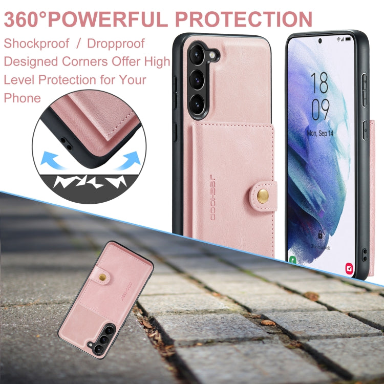 For Samsung Galaxy S24 5G JEEHOOD J01 Retro Magnetic Detachable Wallet Phone Case(Pink)