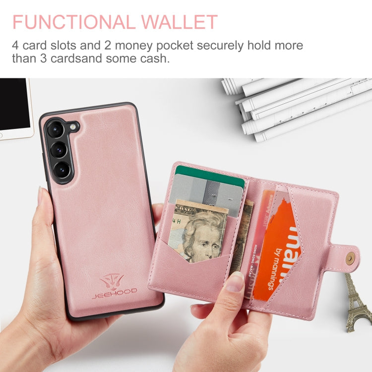 For Samsung Galaxy S24 5G JEEHOOD J01 Retro Magnetic Detachable Wallet Phone Case(Pink)