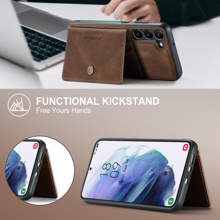 For Samsung Galaxy S24+ 5G JEEHOOD J01 Retro Magnetic Detachable Wallet Phone Case(Brown)