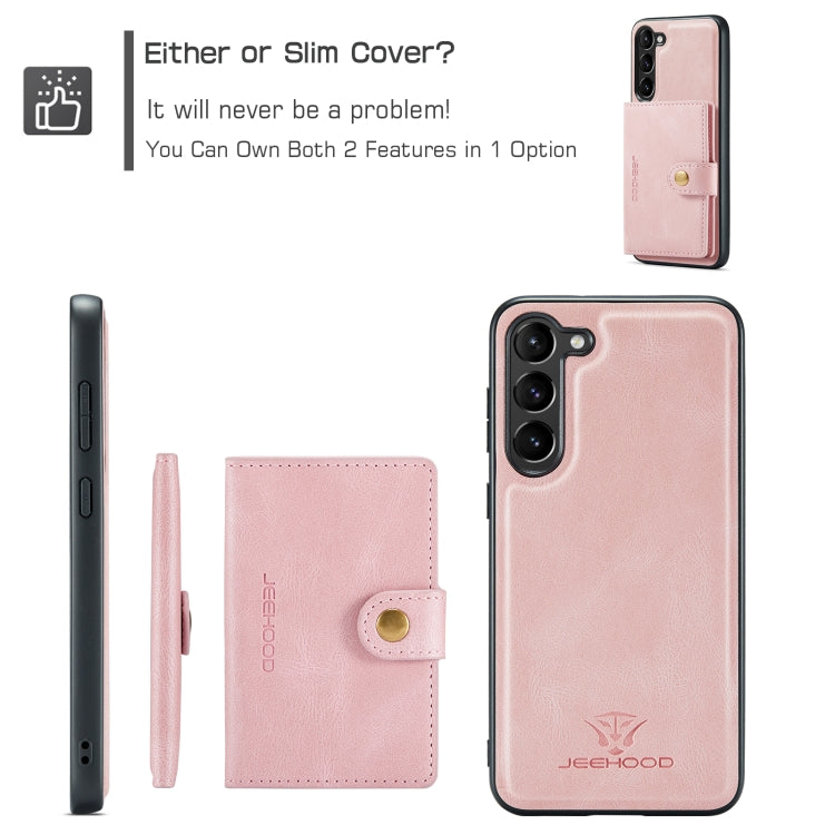 For Samsung Galaxy S24+ 5G JEEHOOD J01 Retro Magnetic Detachable Wallet Phone Case(Pink)