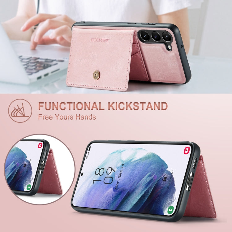 For Samsung Galaxy S24+ 5G JEEHOOD J01 Retro Magnetic Detachable Wallet Phone Case(Pink)