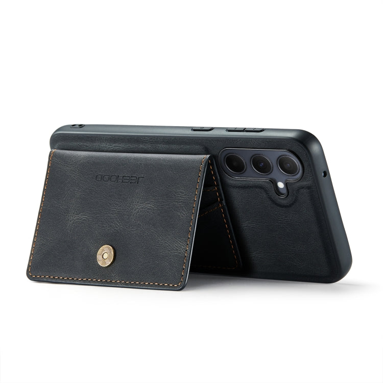 For Samsung Galaxy A55 5G JEEHOOD J01 Retro Magnetic Detachable Wallet Phone Case(Black)