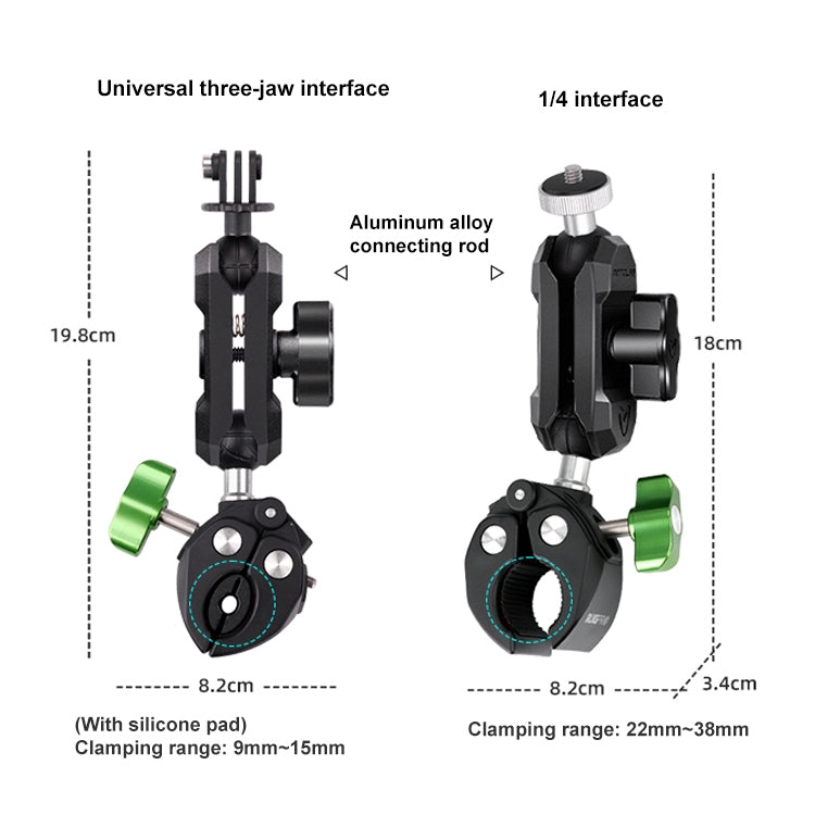 RUIGPRO Crab Clamp Action Camera Bracket 1/4 Ball Head with Phone Clamp