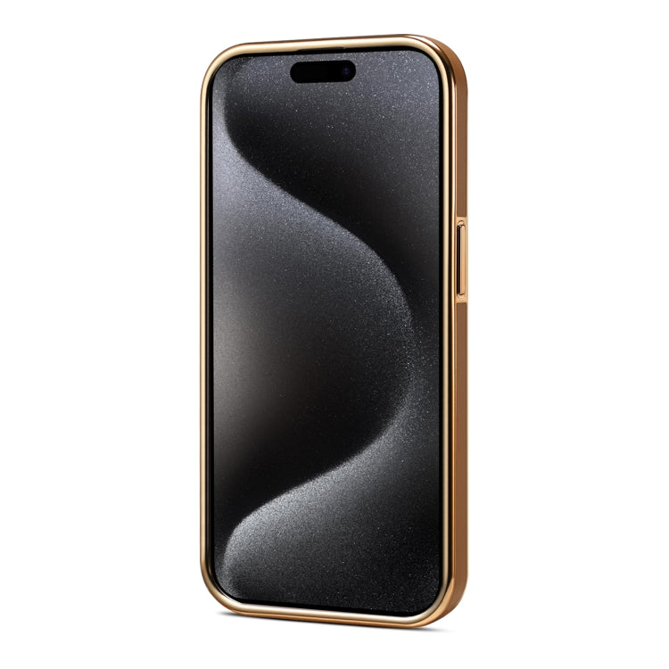 For iPhone 12 / 12 Pro Denior Fragrant Calf Texture Electroplating Phone Case(Khaki)