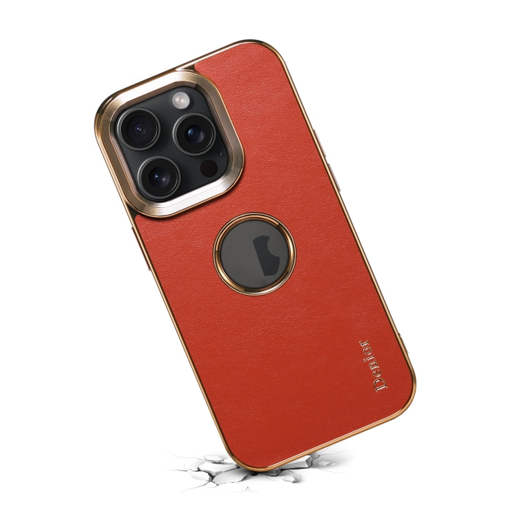 For iPhone 12 Pro Max Denior Fragrant Calf Texture Electroplating Phone Case(Maroon Red)