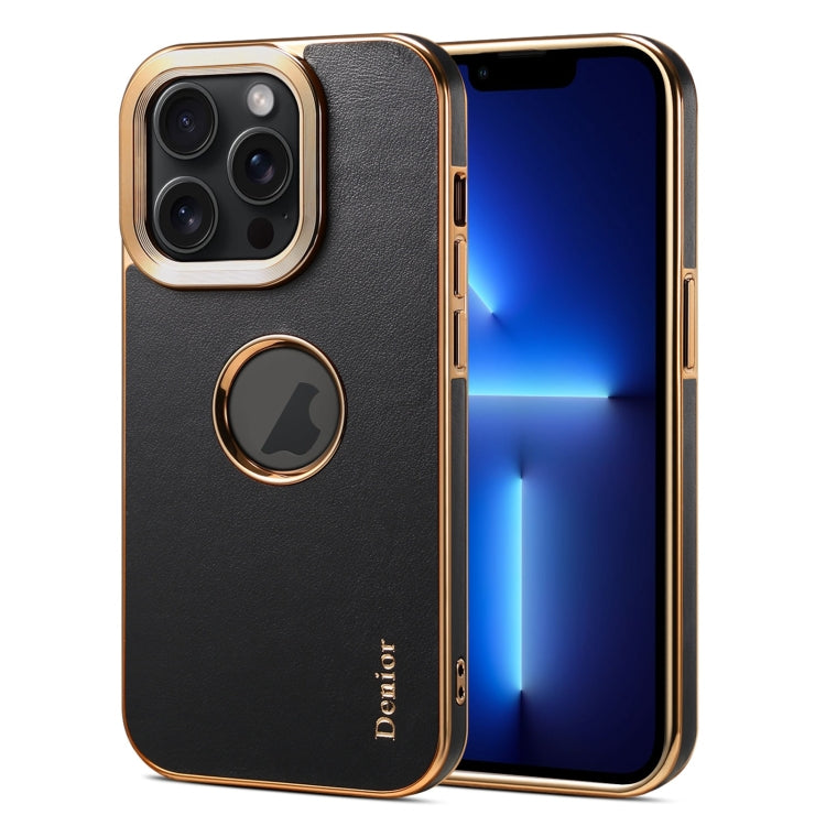 For iPhone 13 Pro Denior Fragrant Calf Texture Electroplating Phone Case(Black)