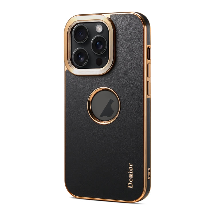 For iPhone 13 Pro Denior Fragrant Calf Texture Electroplating Phone Case(Black)
