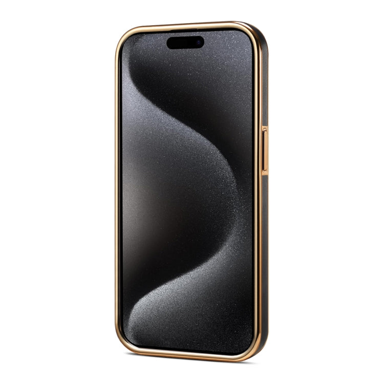 For iPhone 13 Pro Denior Fragrant Calf Texture Electroplating Phone Case(Black)