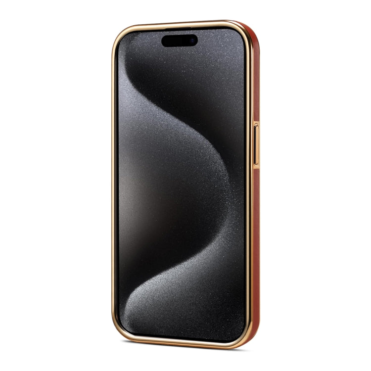 For iPhone 13 Pro Max Denior Fragrant Calf Texture Electroplating Phone Case(Maroon Red)
