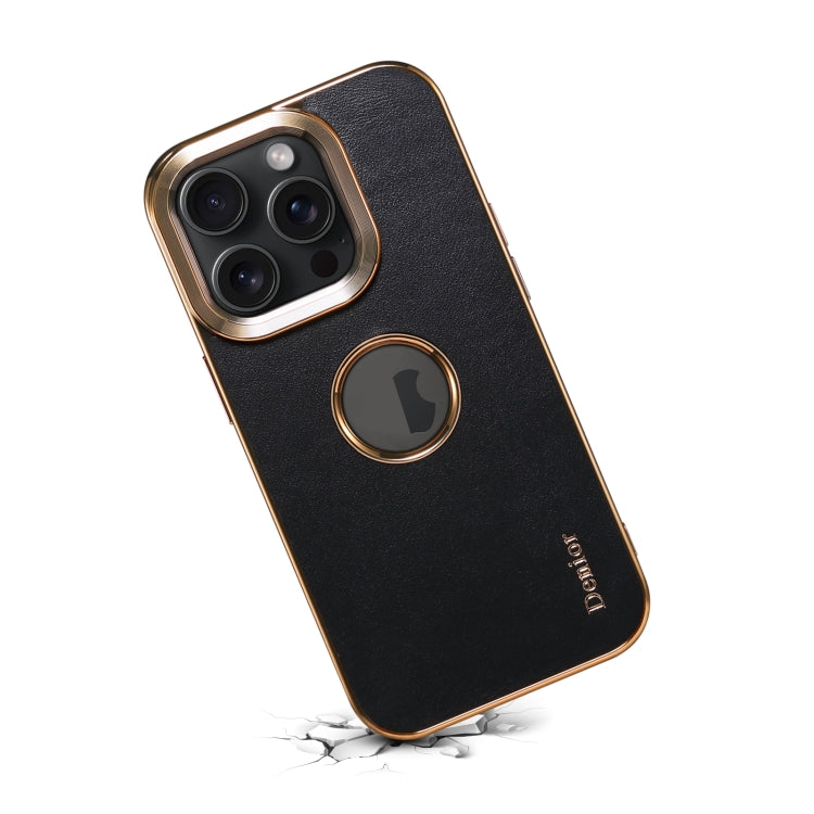 For iPhone 13 Pro Max Denior Fragrant Calf Texture Electroplating Phone Case(Black)