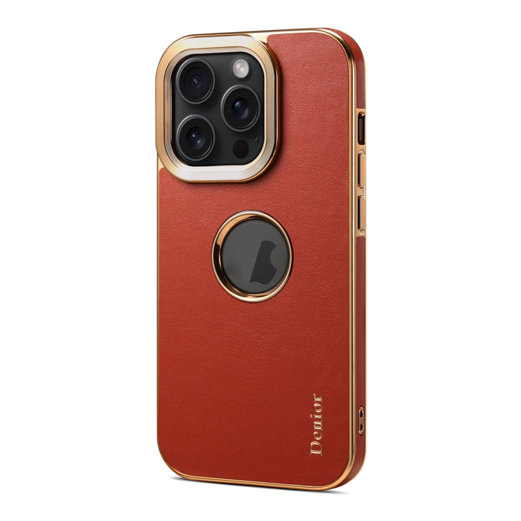 For iPhone 14 / 13 Denior Fragrant Calf Texture Electroplating Phone Case(Maroon Red)