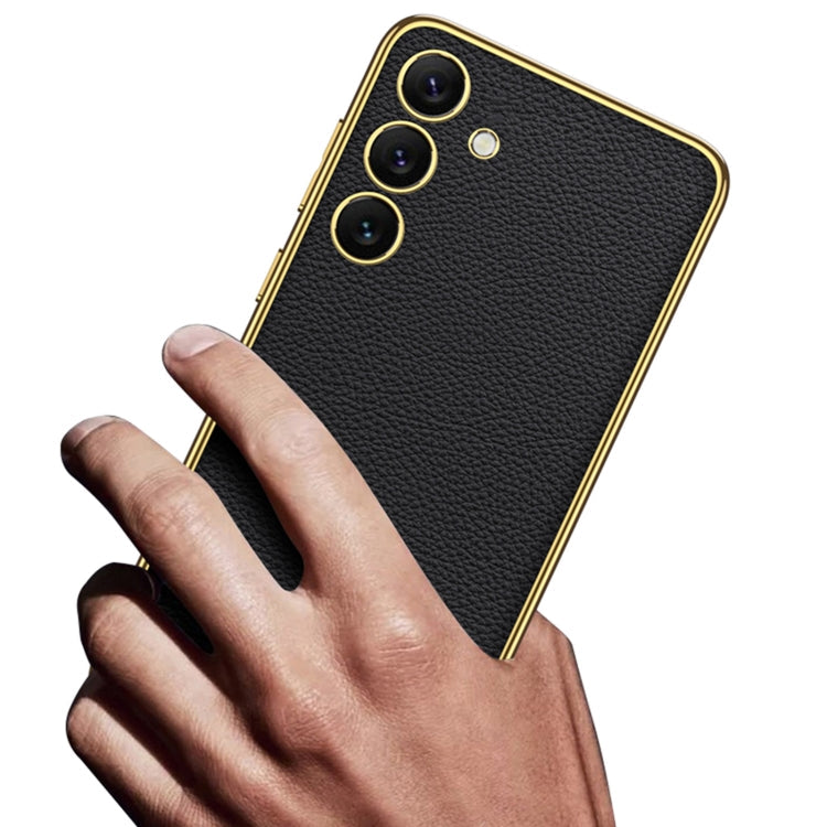 For Samsung Galaxy S24 5G GKK Plating TPU + Leather Full Coverage Phone Case(Black)