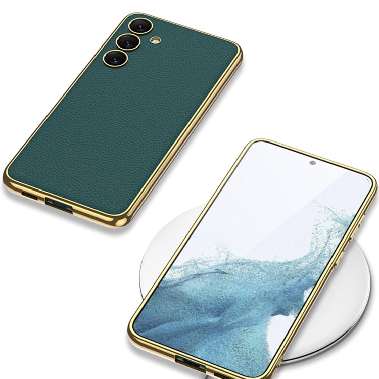 For Samsung Galaxy S24+ 5G GKK Plating TPU + Leather Full Coverage Phone Case(Green)