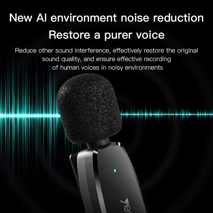 YESIDO KR15 Dual Low-latency Wireless Lavalier Microphone with 3 in 1 Receiver(Black)