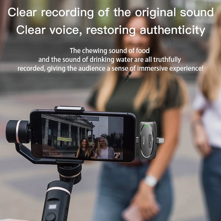 YESIDO KR15 Dual Low-latency Wireless Lavalier Microphone with 3 in 1 Receiver(Black)