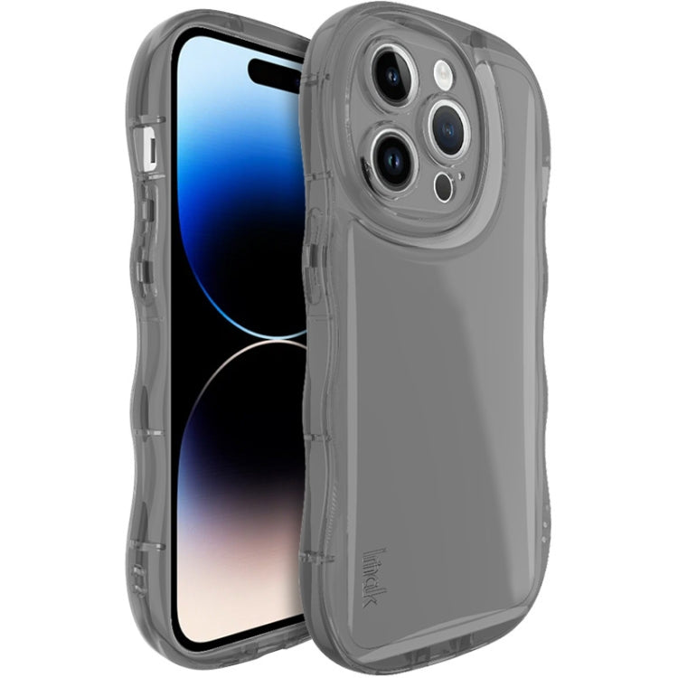 For iPhone 14 Pro IMAK Wave Bubble Soft Shockproof Phone Case(Transparent Black)