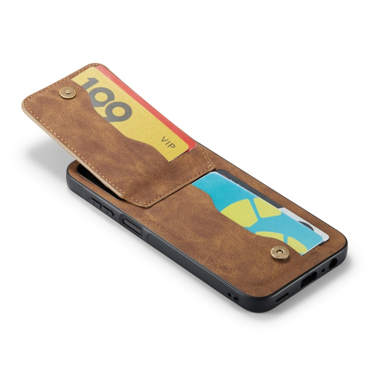 For Samsung Galaxy A14 5G Fierre Shann Crazy Horse Card Holder Back Cover PU Phone Case(Brown)