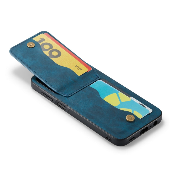 For Samsung Galaxy A14 5G Fierre Shann Crazy Horse Card Holder Back Cover PU Phone Case(Blue)