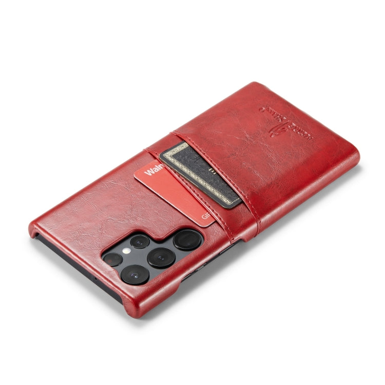 For Samsung Galaxy S24 Ultra 5G Fierre Shann Oil Wax Texture Leather Phone Case with Card Slots(Red)