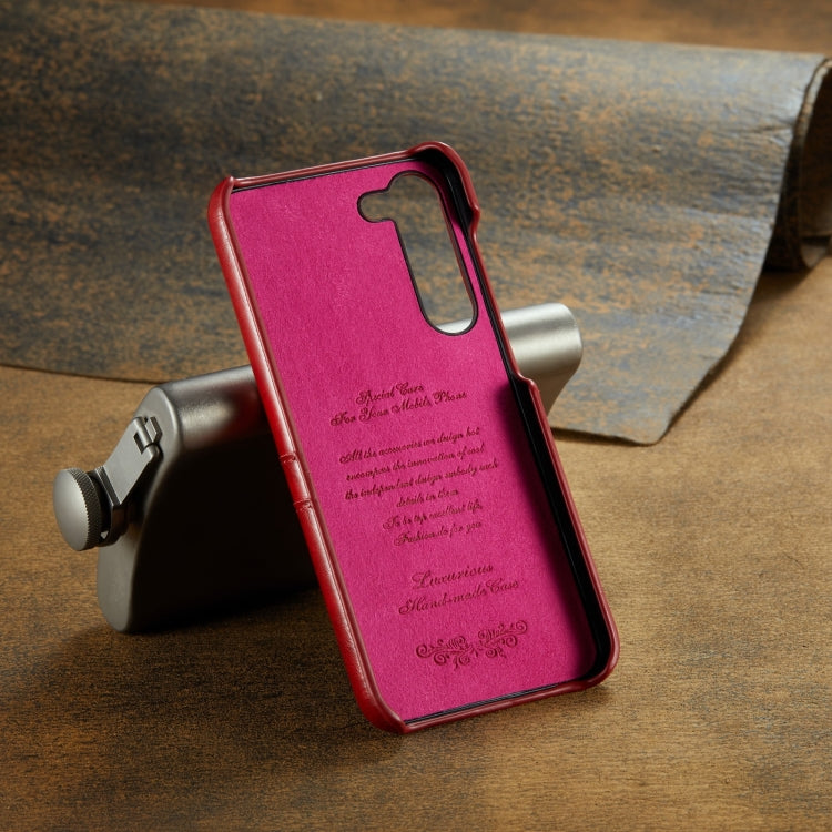 For Samsung Galaxy S24+ 5G Fierre Shann Oil Wax Texture Leather Phone Case with Card Slots(Red)