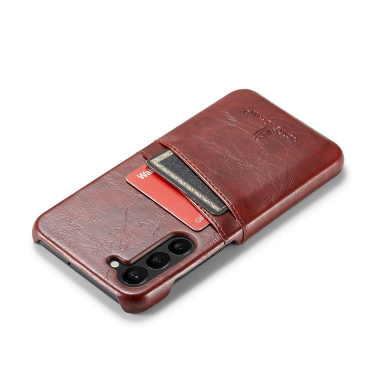 For Samsung Galaxy S24 5G Fierre Shann Oil Wax Texture Leather Phone Case with Card Slots(Brown)