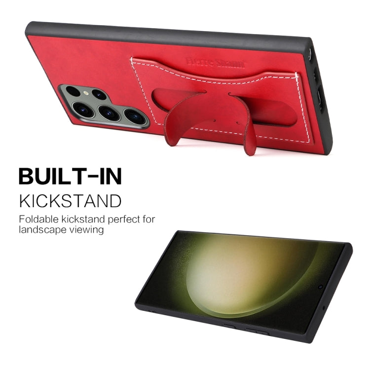 For Samsung Galaxy S24 Ultra 5G Fierre Shann Full Coverage Protective Leather Phone Case(Red)