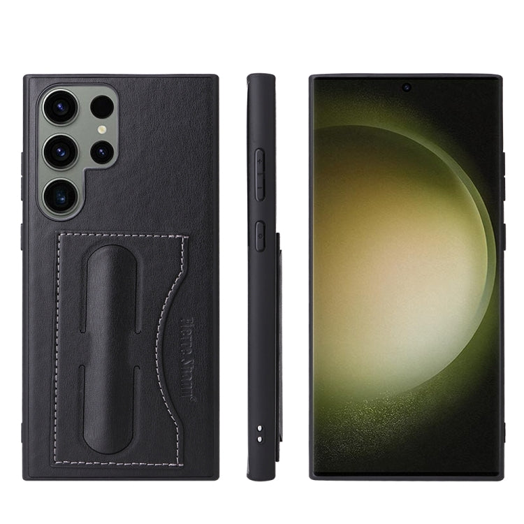 For Samsung Galaxy S24 Ultra 5G Fierre Shann Full Coverage Protective Leather Phone Case(Black)