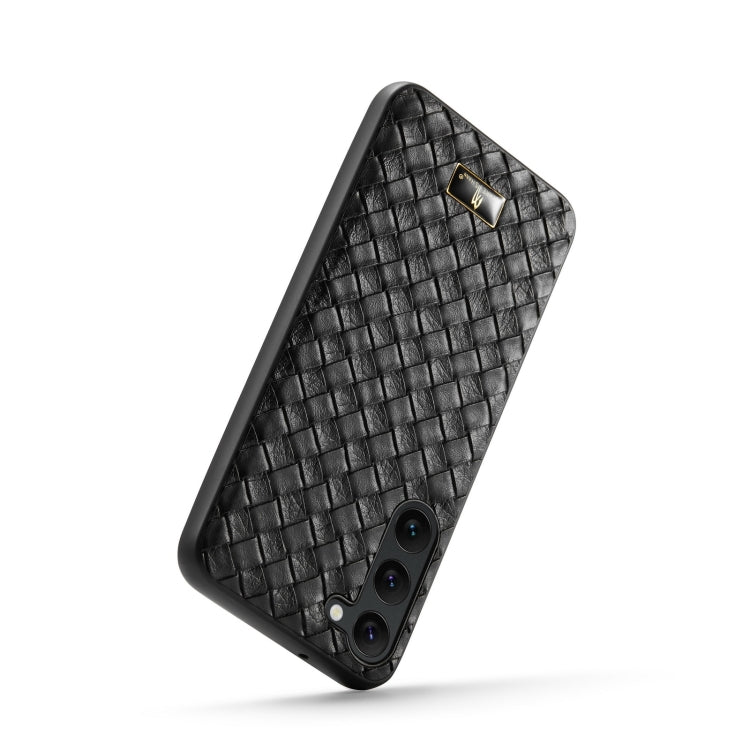 For Samsung Galaxy S24+ 5G Fierre Shann Leather Texture Phone Back Cover Case(Woven Black)
