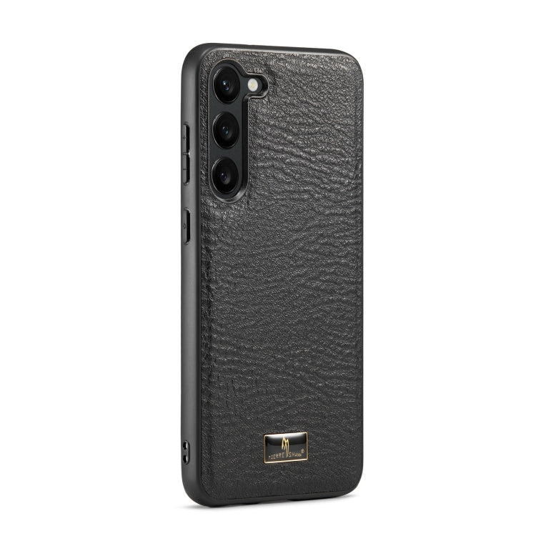 For Samsung Galaxy S24+ 5G Fierre Shann Leather Texture Phone Back Cover Case(Cowhide Black)