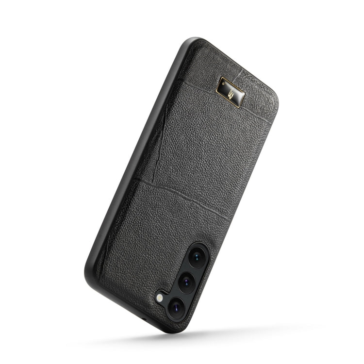 For Samsung Galaxy S24+ 5G Fierre Shann Leather Texture Phone Back Cover Case(Cowhide Black)