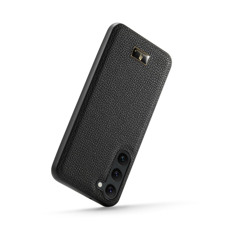For Samsung Galaxy S24+ 5G Fierre Shann Leather Texture Phone Back Cover Case(Lychee Black)