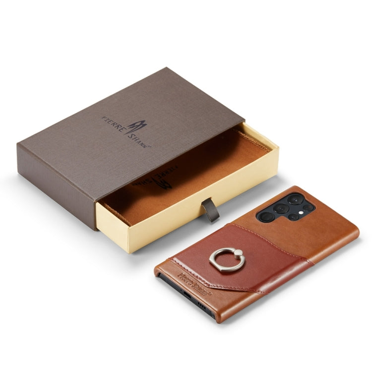 For Samsung Galaxy S24 Ultra 5G Fierre Shann Oil Wax Texture Genuine Leather Back Phone Case(Red)