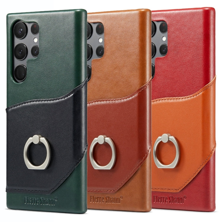 For Samsung Galaxy S24 Ultra 5G Fierre Shann Oil Wax Texture Genuine Leather Back Phone Case(Black)