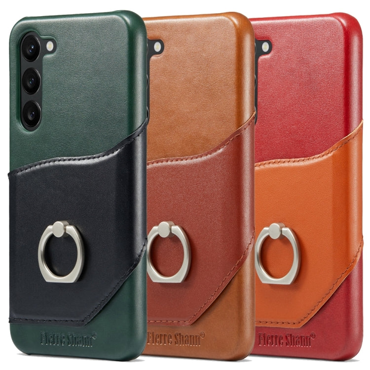 For Samsung Galaxy S24+ 5G Fierre Shann Oil Wax Texture Genuine Leather Back Phone Case(Red)